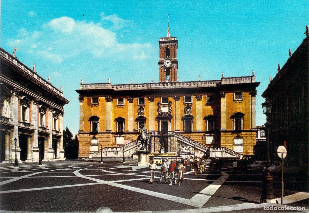 Postales: Postal de Roma: Plaza del Campidoglio y Palacio Senatorio