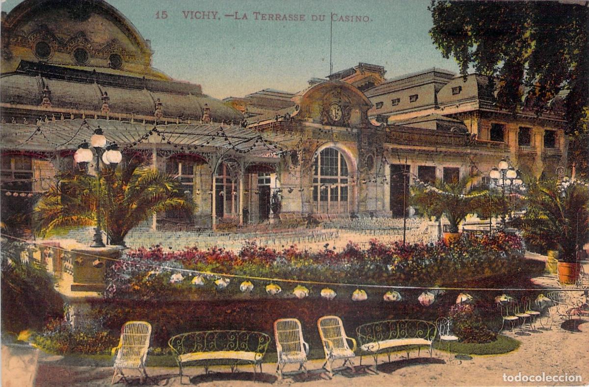 Postkarten: Postal de Vichy: La Terraza del Casino, Francia