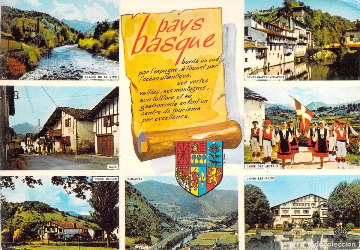 Postcards: Postal Multi-vistas de Pays Basque Francia con Escudo Her&aacute;ldico