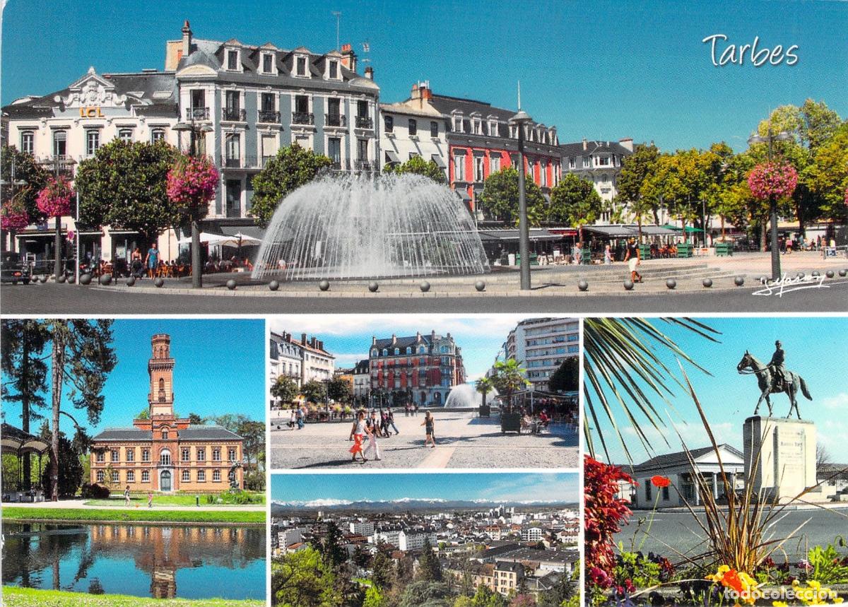 Postales: Tarbes Francia Postal Multivista Jard&iacute;n Massey y Plaza de Verdun