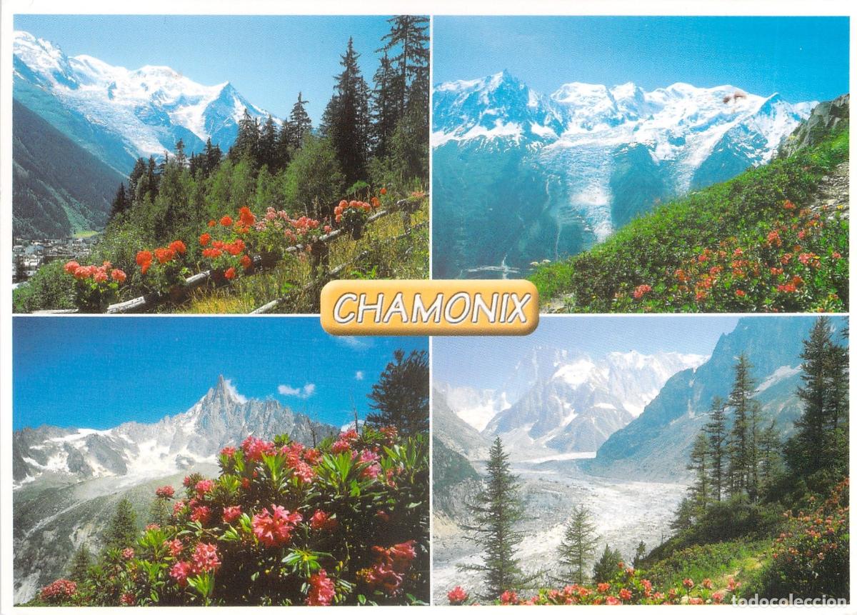 Postales: Postal de Chamonix y el Macizo del Mont Blanc, Alpes Franceses