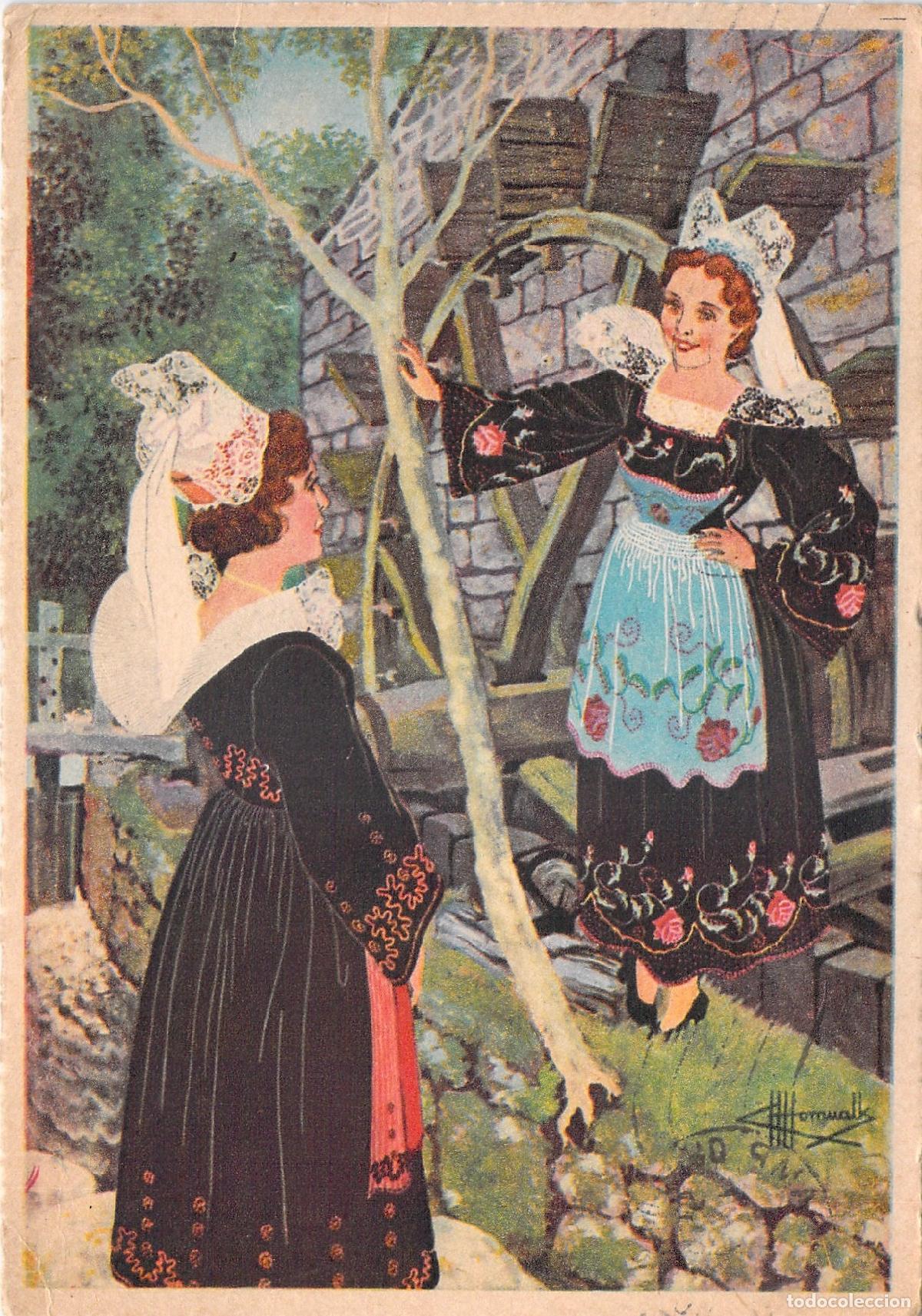 Postales: Postal de J&oacute;venes con Trajes Tradicionales de Pont-Aven, Breta&ntilde;a