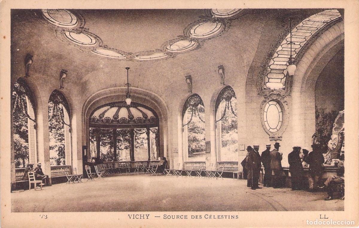 Postales: Postal de Vichy, Interior del Pabell&oacute;n Source des C&eacute;lestins, Francia