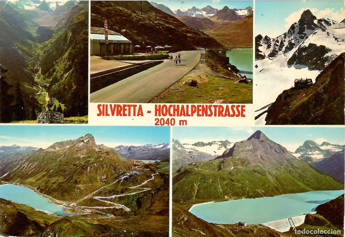 Postales: N&ordm; 1219-SILVRETTA-HOCHALPENSTRASSE. Suiza. Diversos aspectos. Circulada en 1978. ED. R. MATHIS
