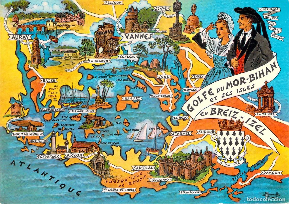 Postcards: Postal Ilustrada del Golfo de Morbihan Breta&ntilde;a Francia