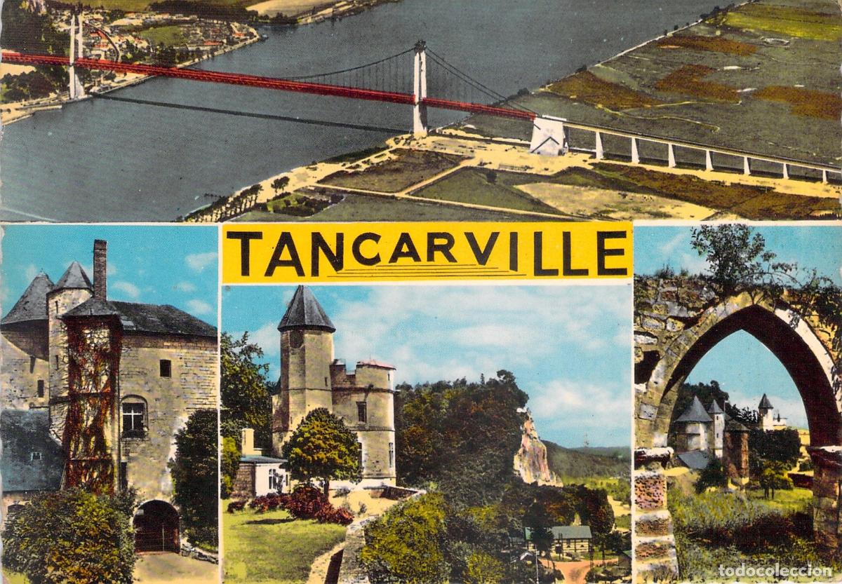 Postcards: Postal Tancarville Francia Puente Colgante y Castillo
