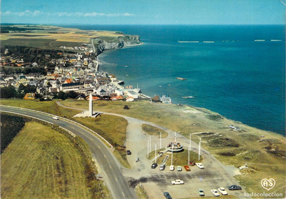 Postales: Postal de Arromanches-Port Winston, Normand&iacute;a y Estatua Notre-Dame