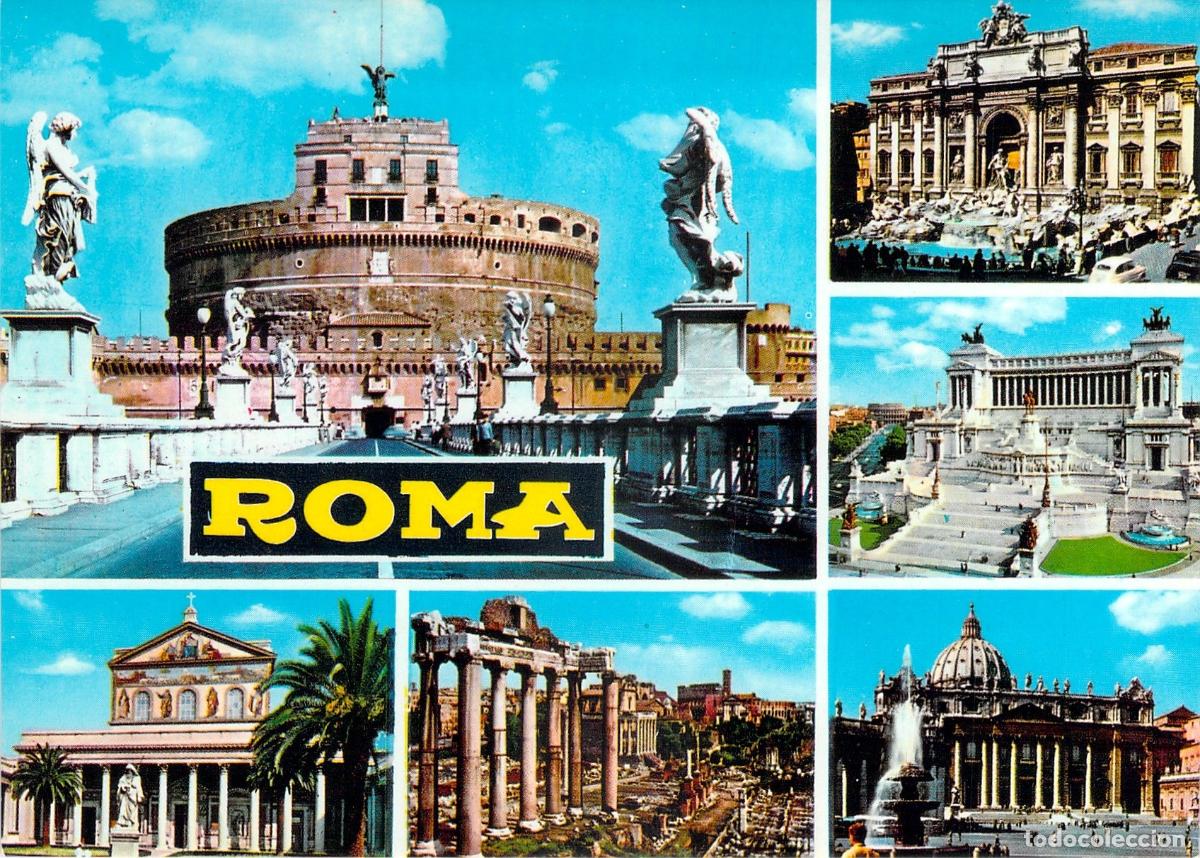 Postales: Postal Multi-vista de Roma con Monumentos Hist&oacute;ricos de Italia