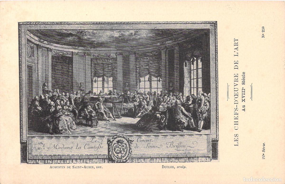 Postales: Postal Art&iacute;stica Le Concert de Augustin de Saint-Aubin