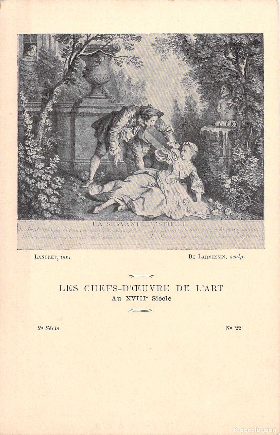 Postales: Postal de Arte: La Servante Justifi&eacute;e de Lancret, Siglo XVIII