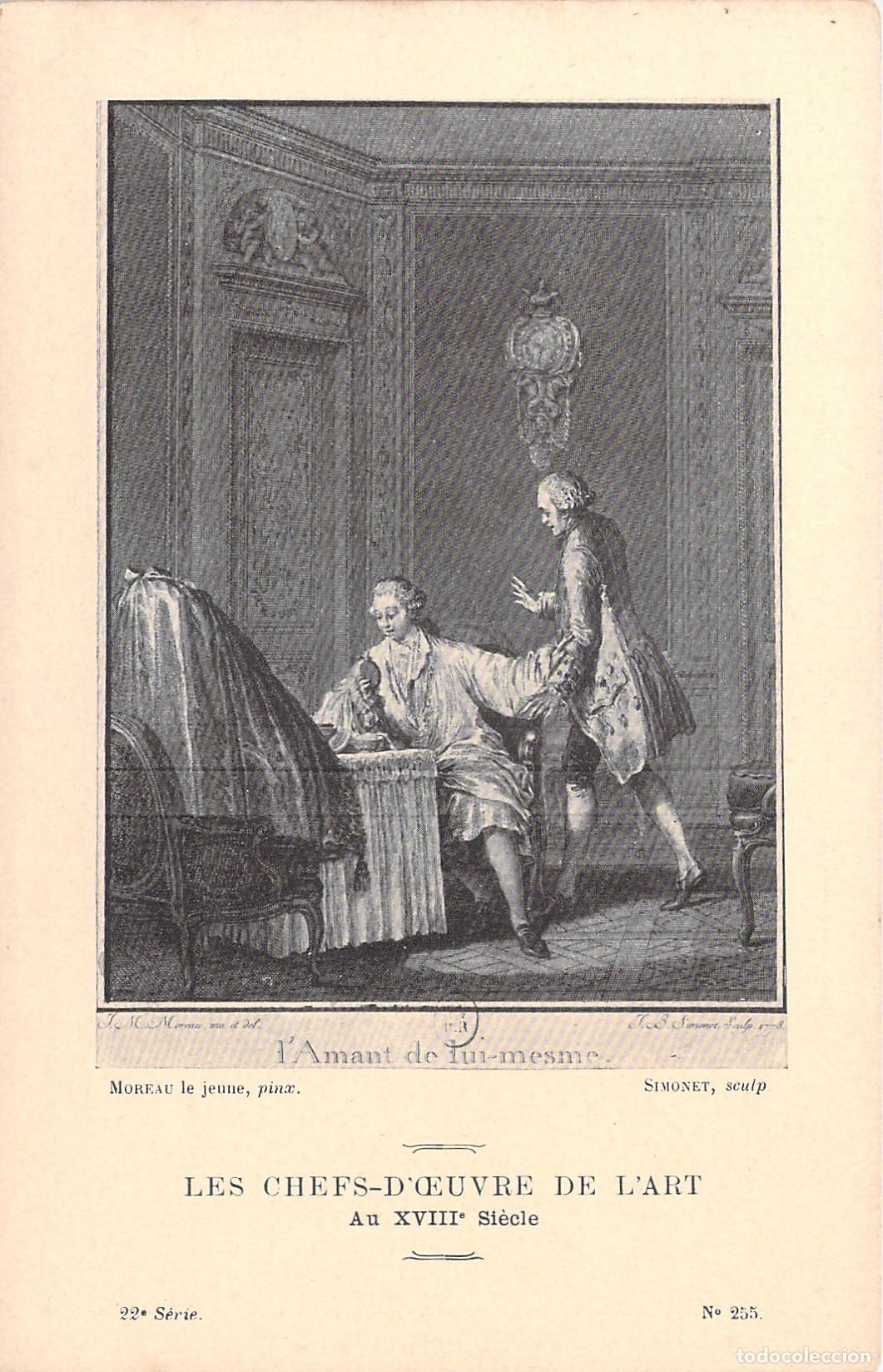 Postales: Postal de Arte Franc&eacute;s Siglo XVIII: L'Amant de lui-mesme por Moreau le Jeune