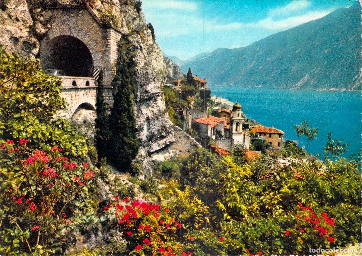 Postales: Postal del Lago de Garda, Limone y la Carretera Gardesana, Italia