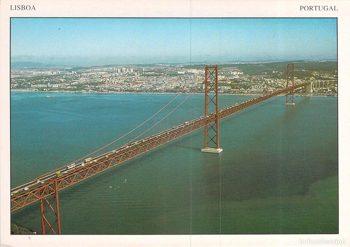 Postales: Postal de la Vista A&eacute;rea del Puente sobre el Tajo en Lisboa, Portugal