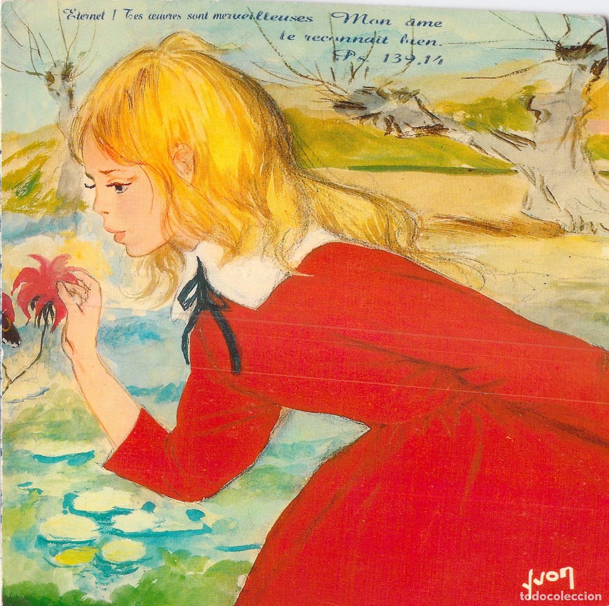 Postales: Postal Art&iacute;stica Ni&ntilde;a con Vestido Rojo Hugues Ghiglia Yvon