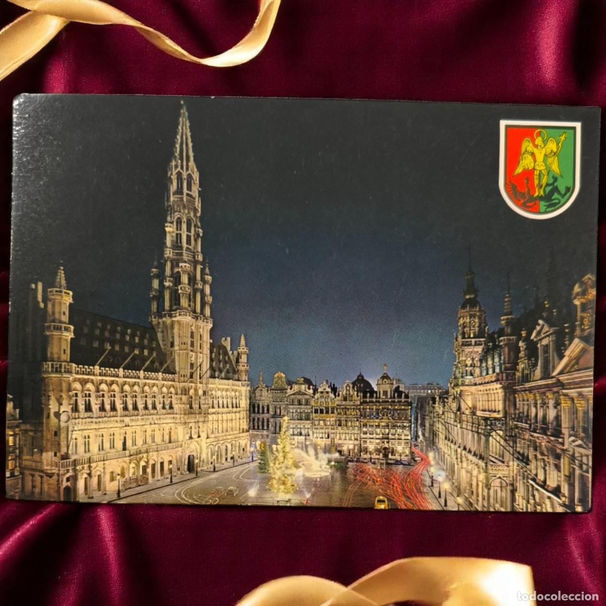 Postales: Postal Bruselas A&ntilde;os 80 &ndash; Grand Place Iluminada De Noche