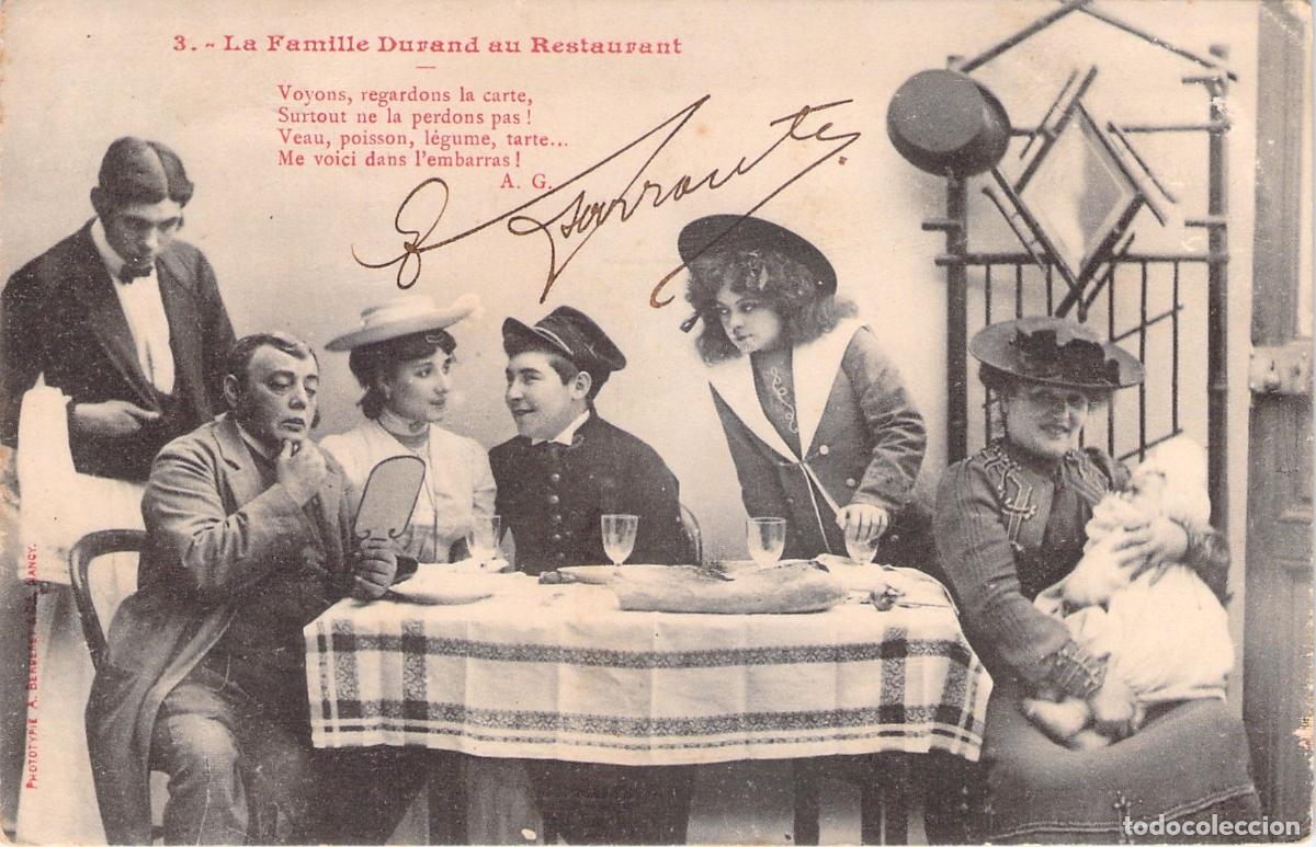 Postales: Postal Antigua La Familia Durand en el Restaurante
