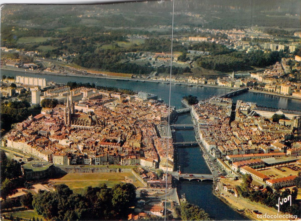 Postales: Postal de Bayonne Francia Vista A&eacute;rea R&iacute;os Adour y Nive