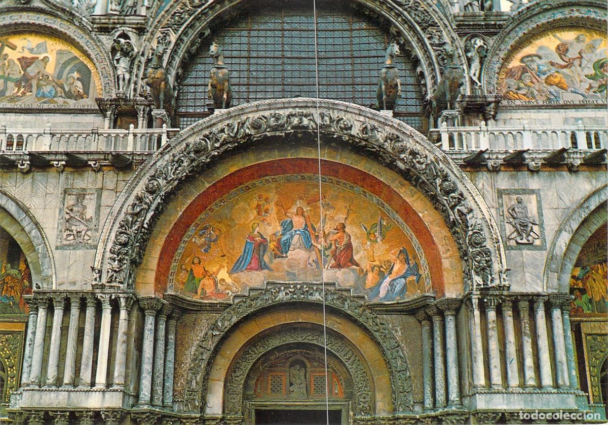 Postales: Postal Bas&iacute;lica de San Marcos Venecia Detalle Mosaico Fachada