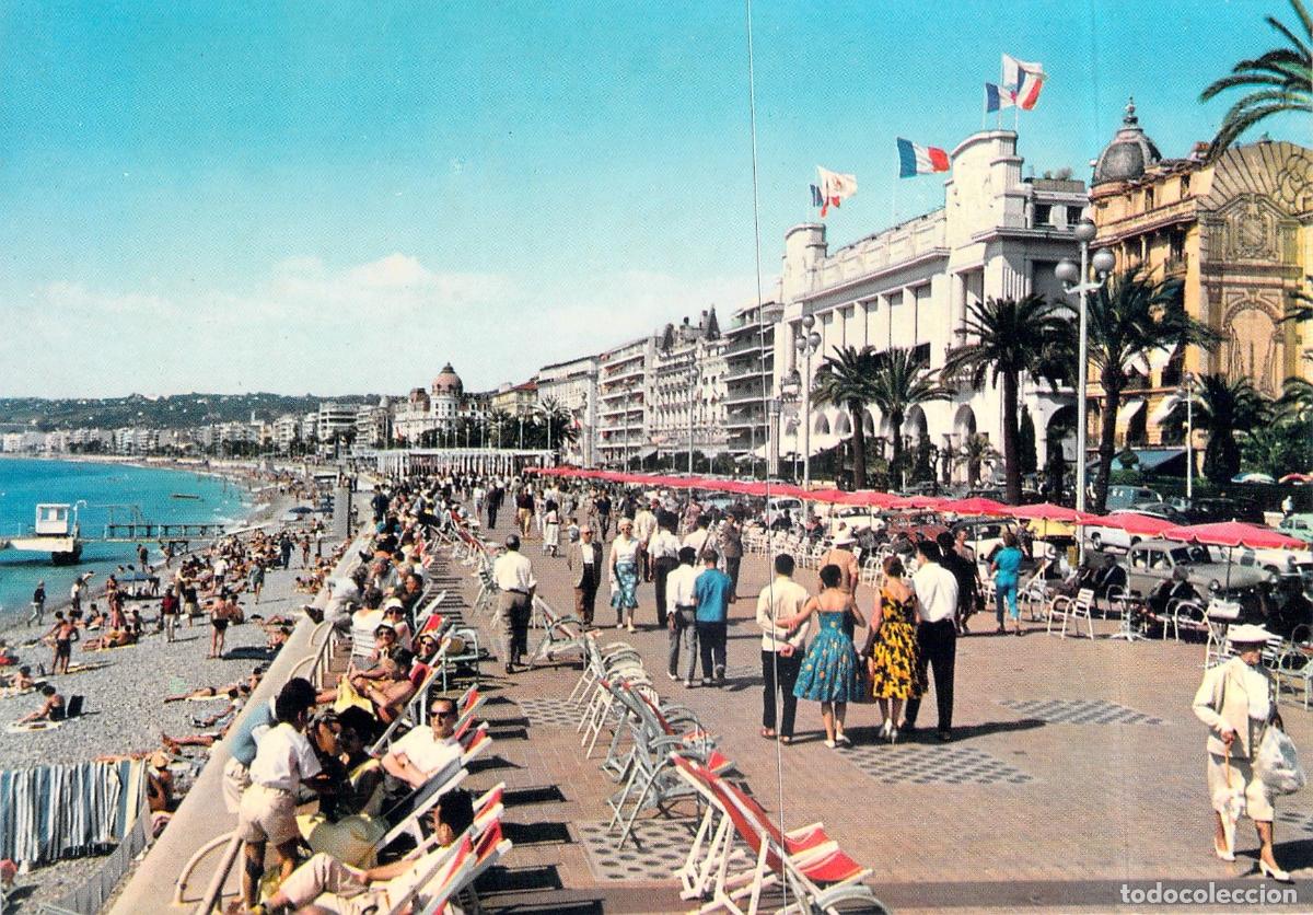 Postales: Postal de Niza: Paseo de los Ingleses y Playa en la Costa Azul