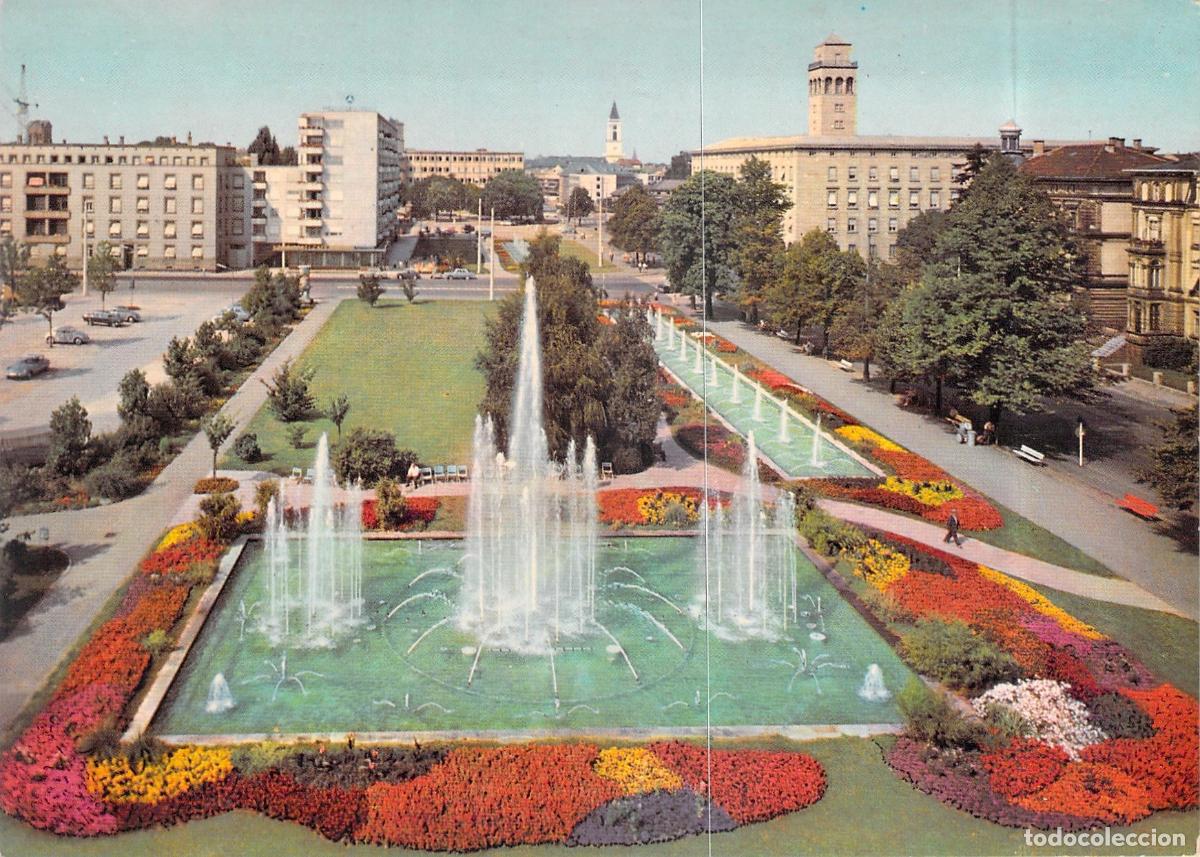 Postales: Postal Karlsruhe Alemania Wasserspiele Fuentes en el Parque