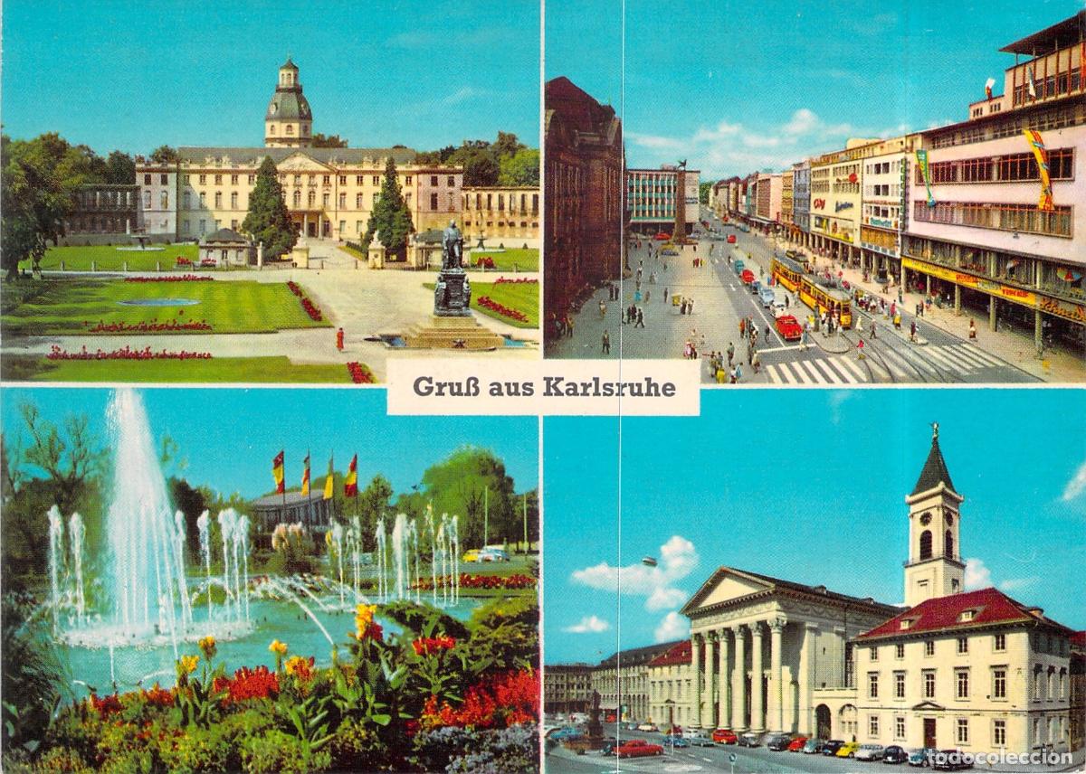 Postales: Postal Tur&iacute;stica de Karlsruhe, Alemania - Vistas del Palacio y la Ciudad