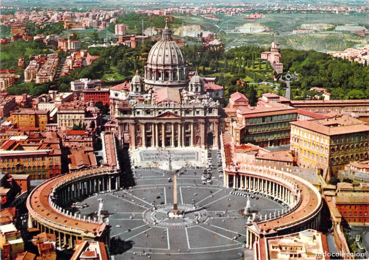 Postales: Postal de la Plaza de San Pedro en Roma, Vista A&eacute;rea