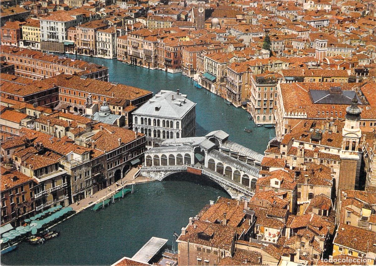 Postales: Postal de Venecia: Vista A&eacute;rea del Gran Canal y Puente de Rialto