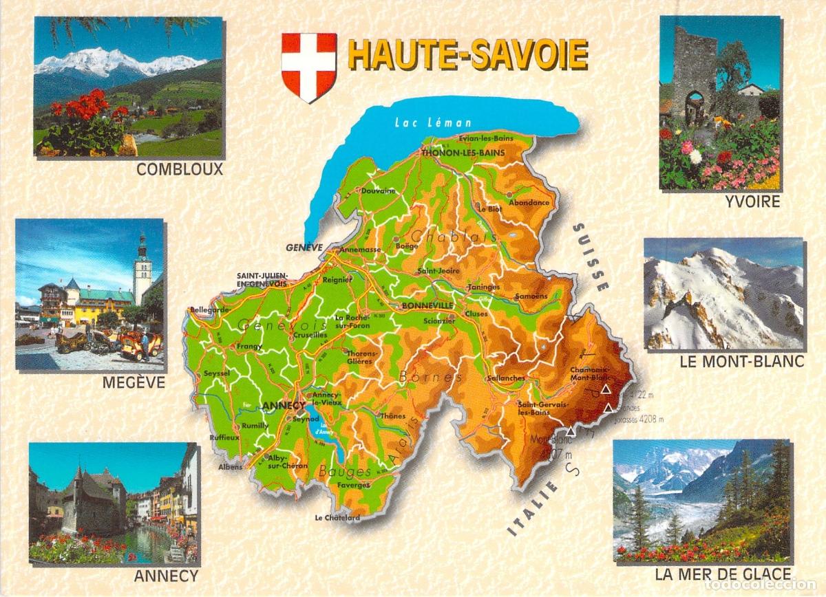 Postales: Postal de la Alta Saboya Haute-Savoie Mapa y Vistas de Francia