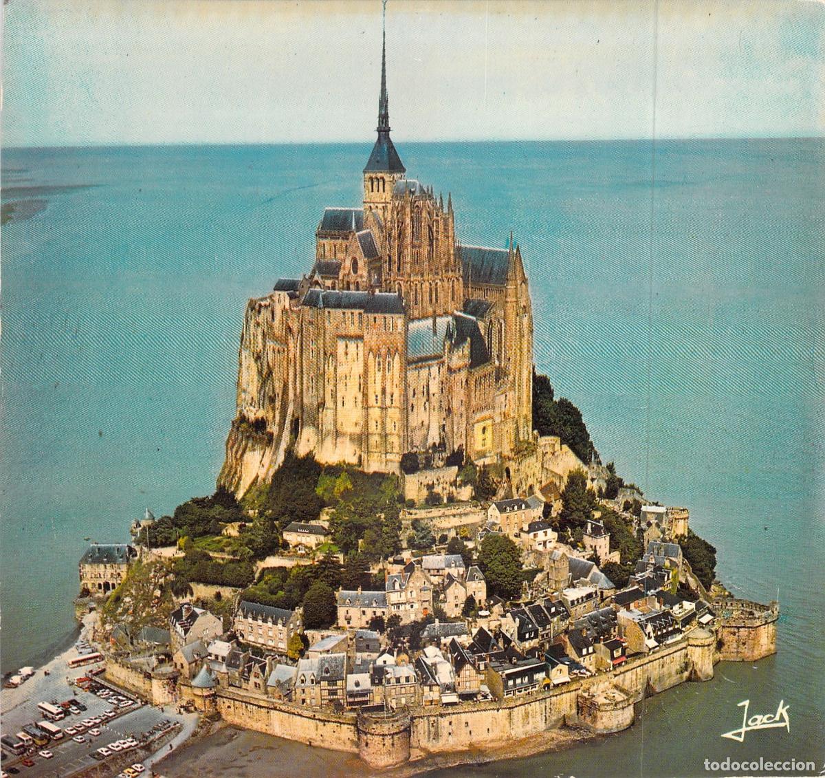 Postales: Postal de Mont Saint-Michel a Marea Alta, Normand&iacute;a, Francia