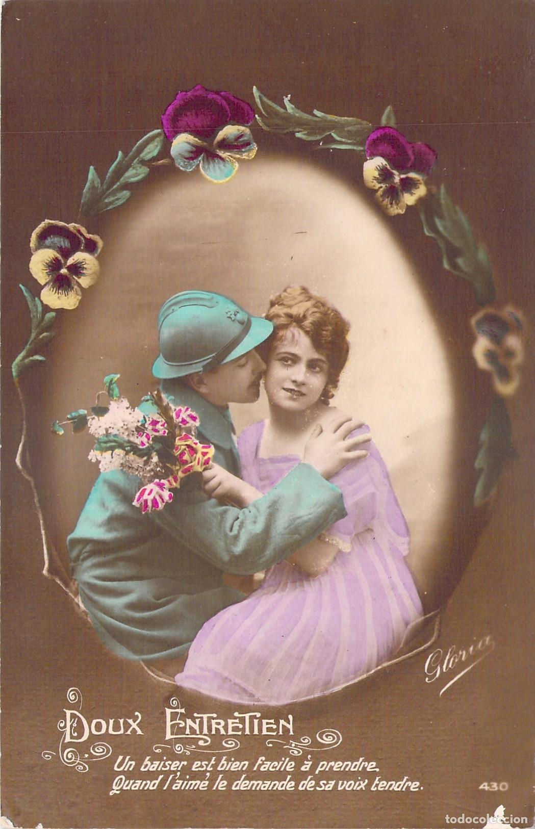 Postales: Postal Rom&aacute;ntica de Soldado Franc&eacute;s y su Pareja - Gran Guerra