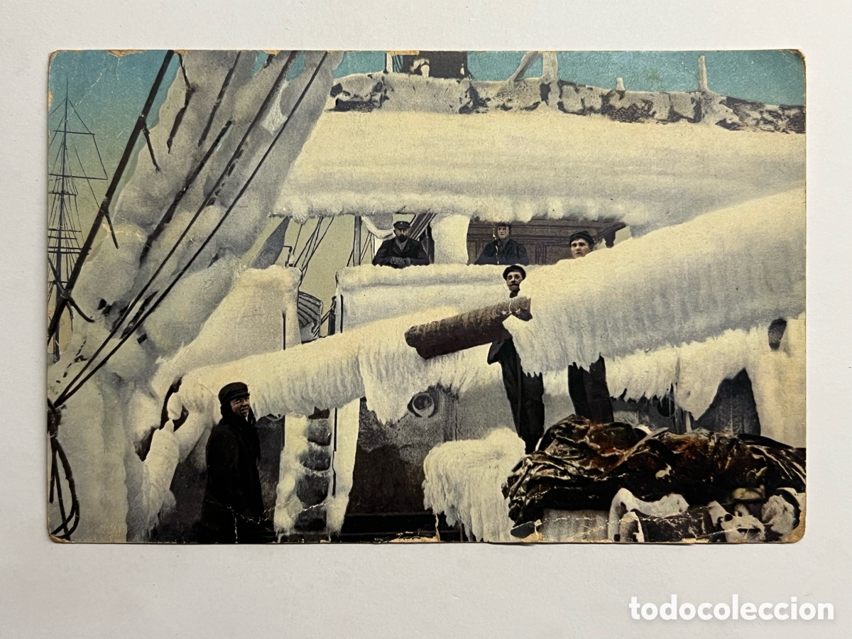 Postales: NORUEGA - REUS.. Postal Barco congelado&hellip; a la familia Campos.. Navidad de 1915