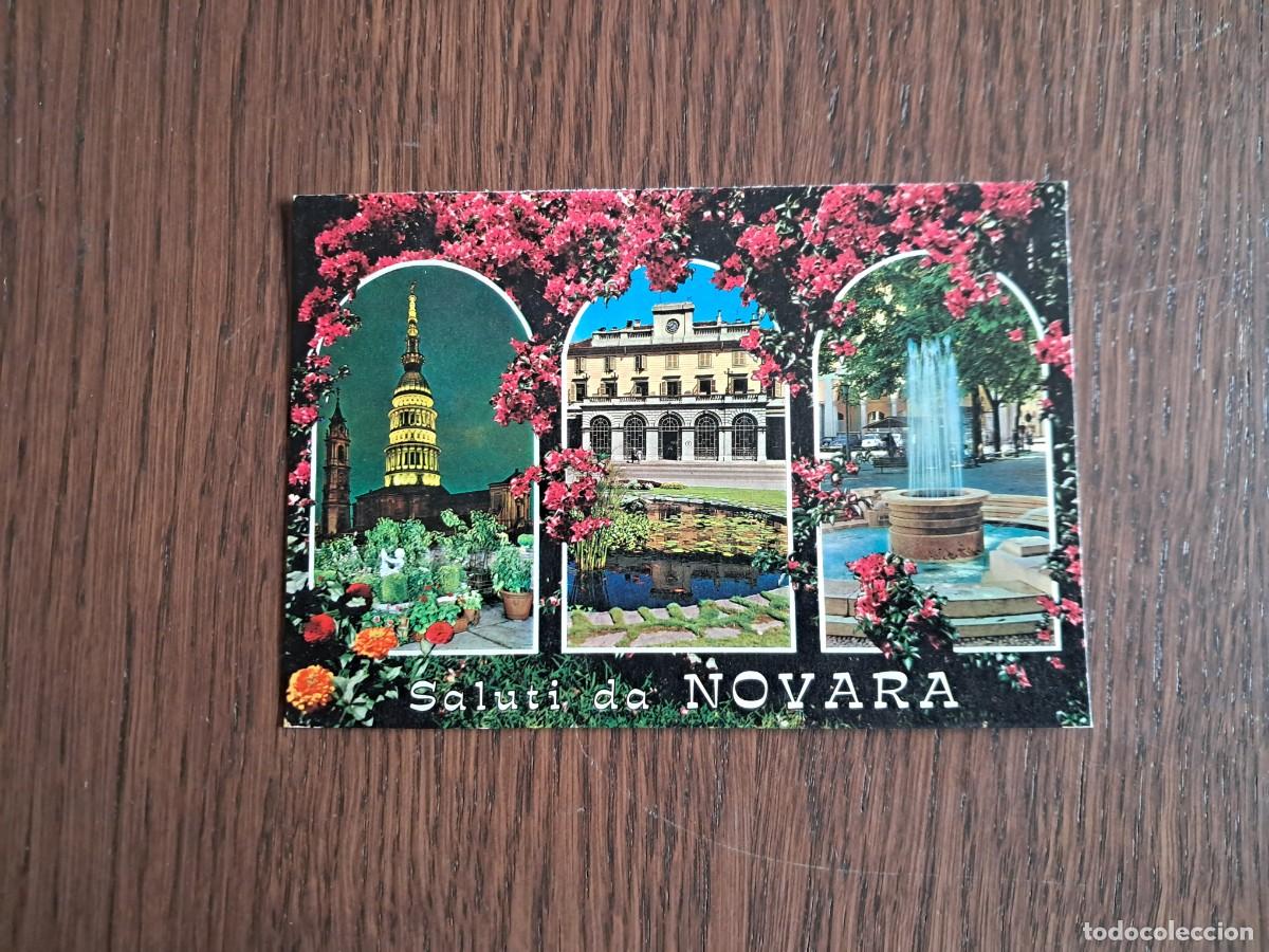 Postales: postal de Italia, diferentes vistas de Novara, Italia, a&ntilde;os 70. escrita.