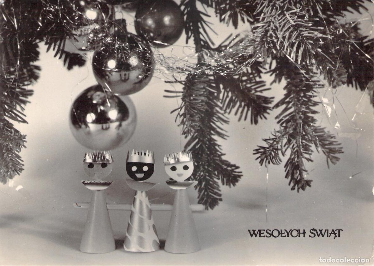 Postales: Postal de Navidad Polaca Wesołych Świąt con Adornos Navide&ntilde;os