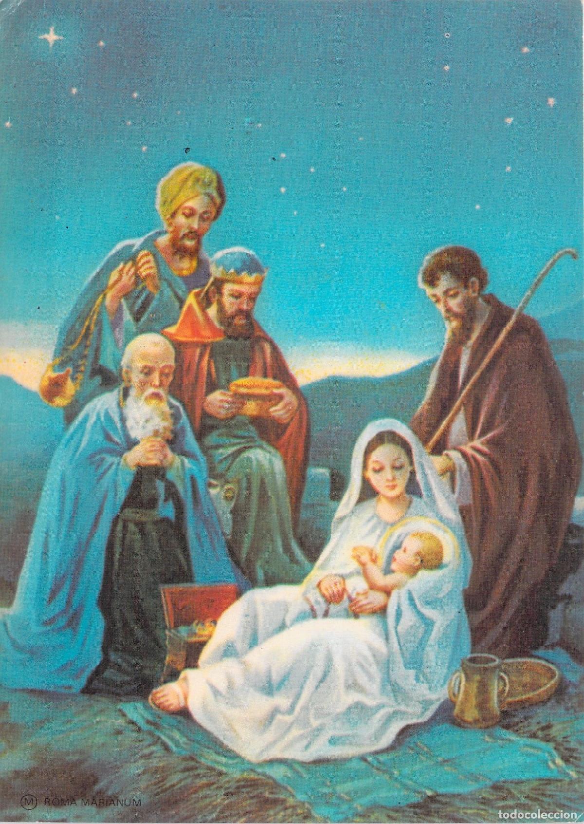 Postkarten: Postal de Navidad del Nacimiento con Reyes Magos y Sagrada Familia