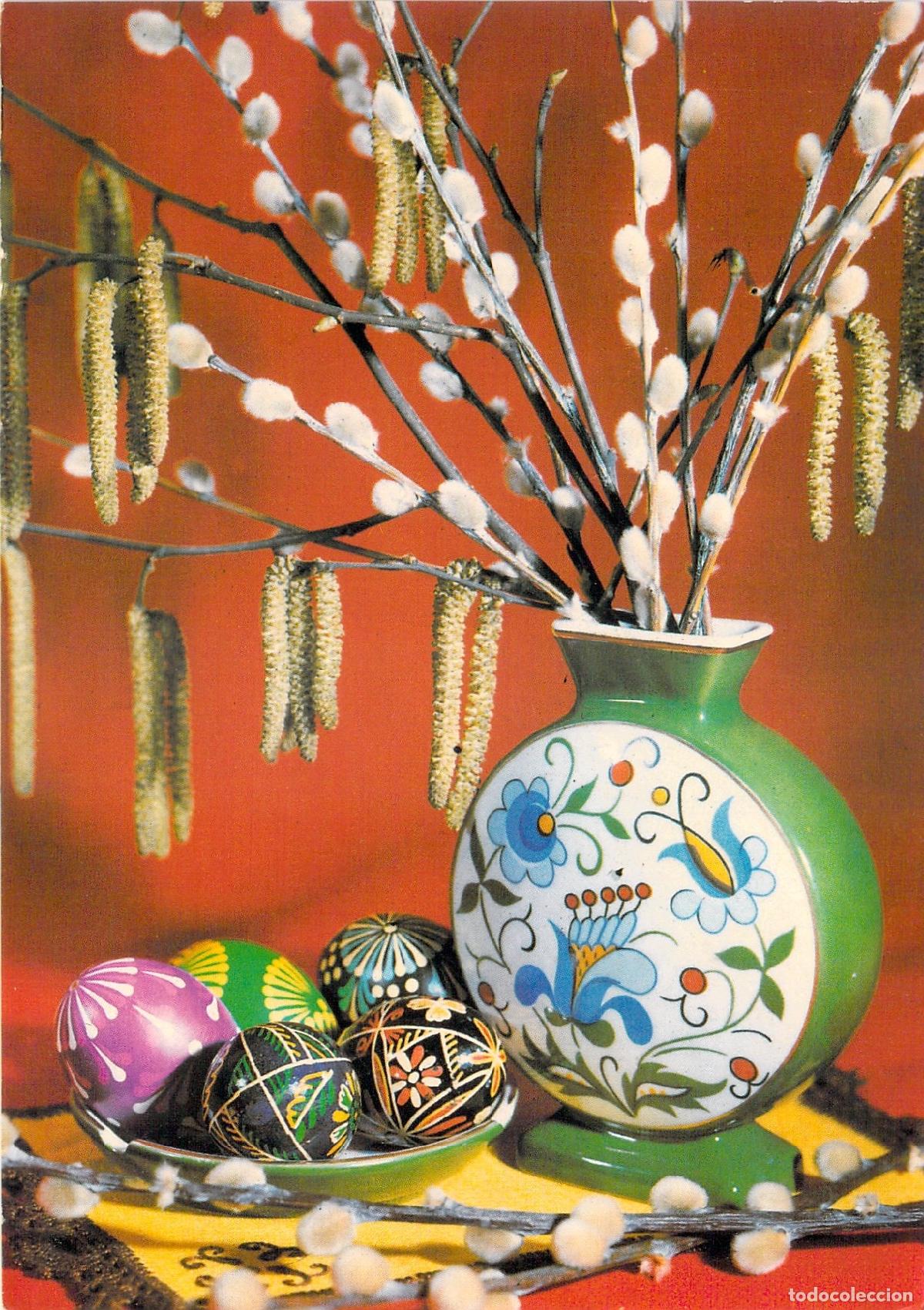 Postales: Postal de Pascua con Huevos Pisanki y Jarr&oacute;n de Arte Popular