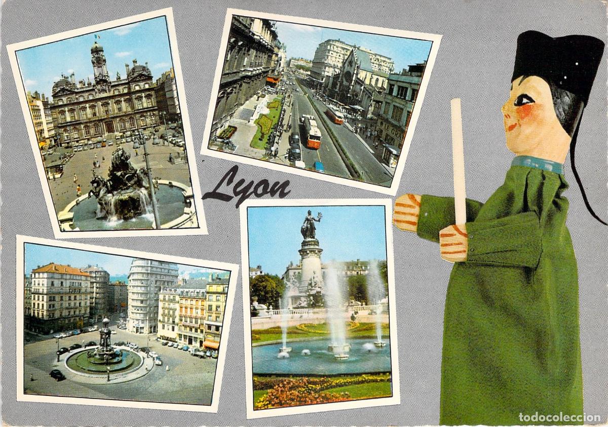 Postkarten: Postal Multivista de Lyon con Marioneta Guignol