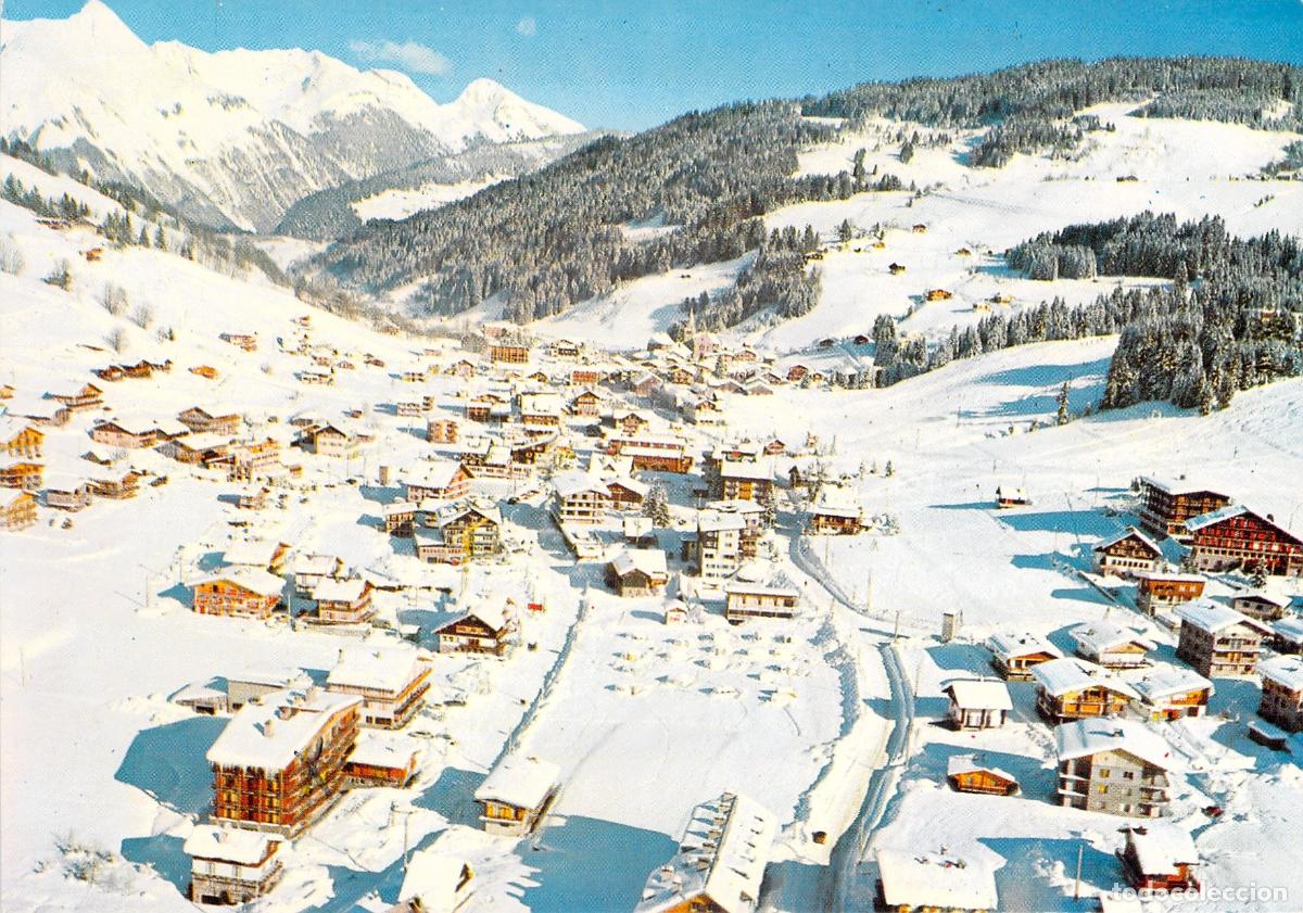 Postais: Postal de Les Gets: Vista A&eacute;rea de la Estaci&oacute;n de Esqu&iacute; y los Alpes