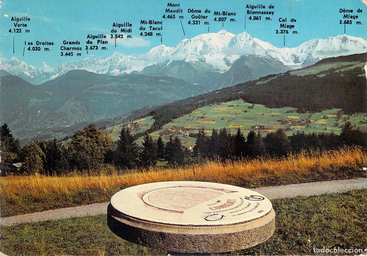 Postais: Postal Panor&aacute;mica del Mont-Blanc desde Combloux, Alta Saboya