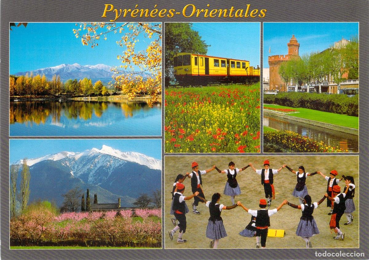 Postales: Postal de los Pirineos Orientales con Tren Amarillo y Le Canig&oacute;