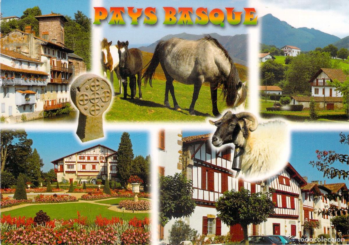 Postales: Postal Multivista del Pa&iacute;s Vasco Franc&eacute;s con Paisajes y Tradiciones