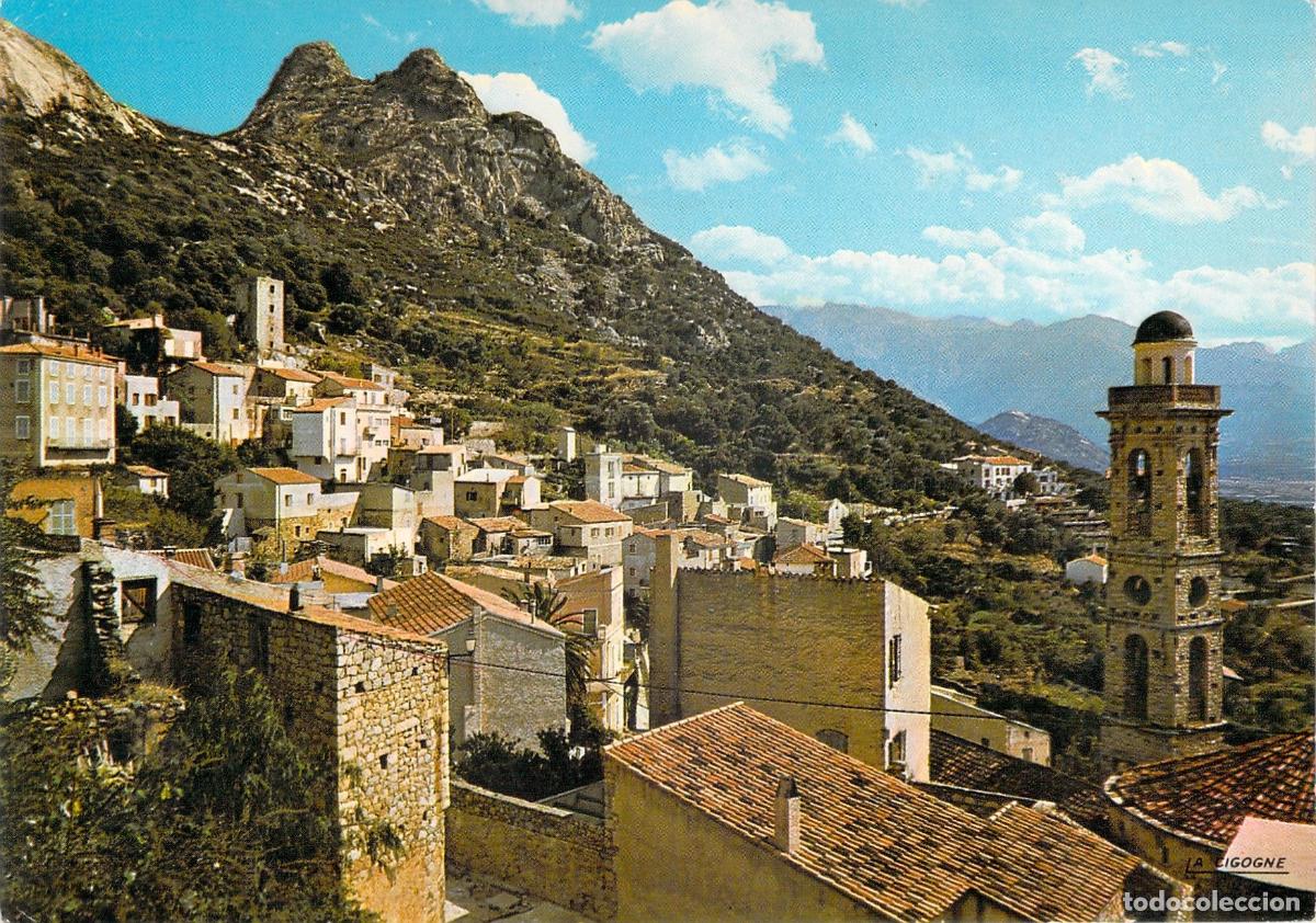Postales: Postal de Lumio y su Campanario, C&oacute;rcega, Francia