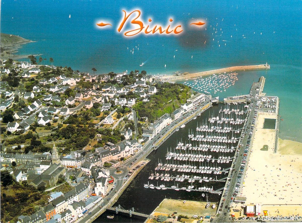Postales: Postal de Binic, Breta&ntilde;a - Vista A&eacute;rea del Puerto y Playa de la Banche