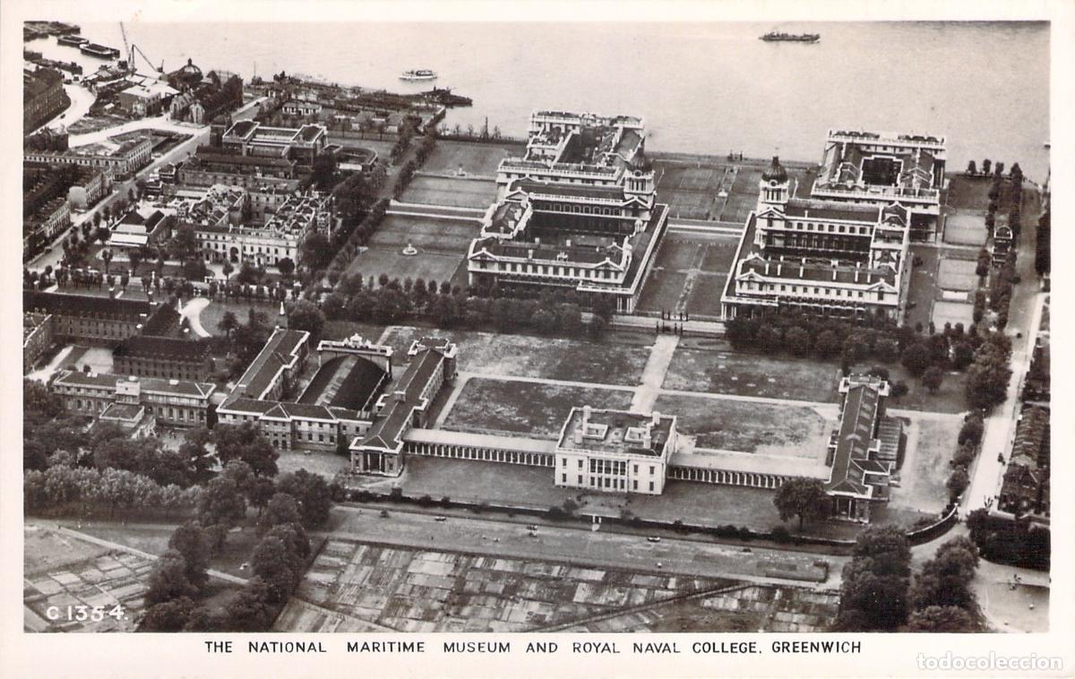 Postales: Postal de Vista A&eacute;rea del Museo Mar&iacute;timo Nacional y Royal Naval College