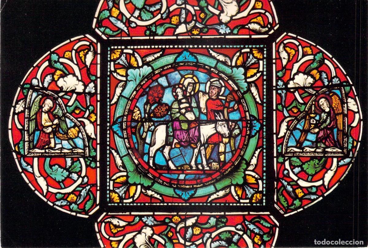 Postales: Postal de Vidriera de la Huida a Egipto, Catedral de Canterbury