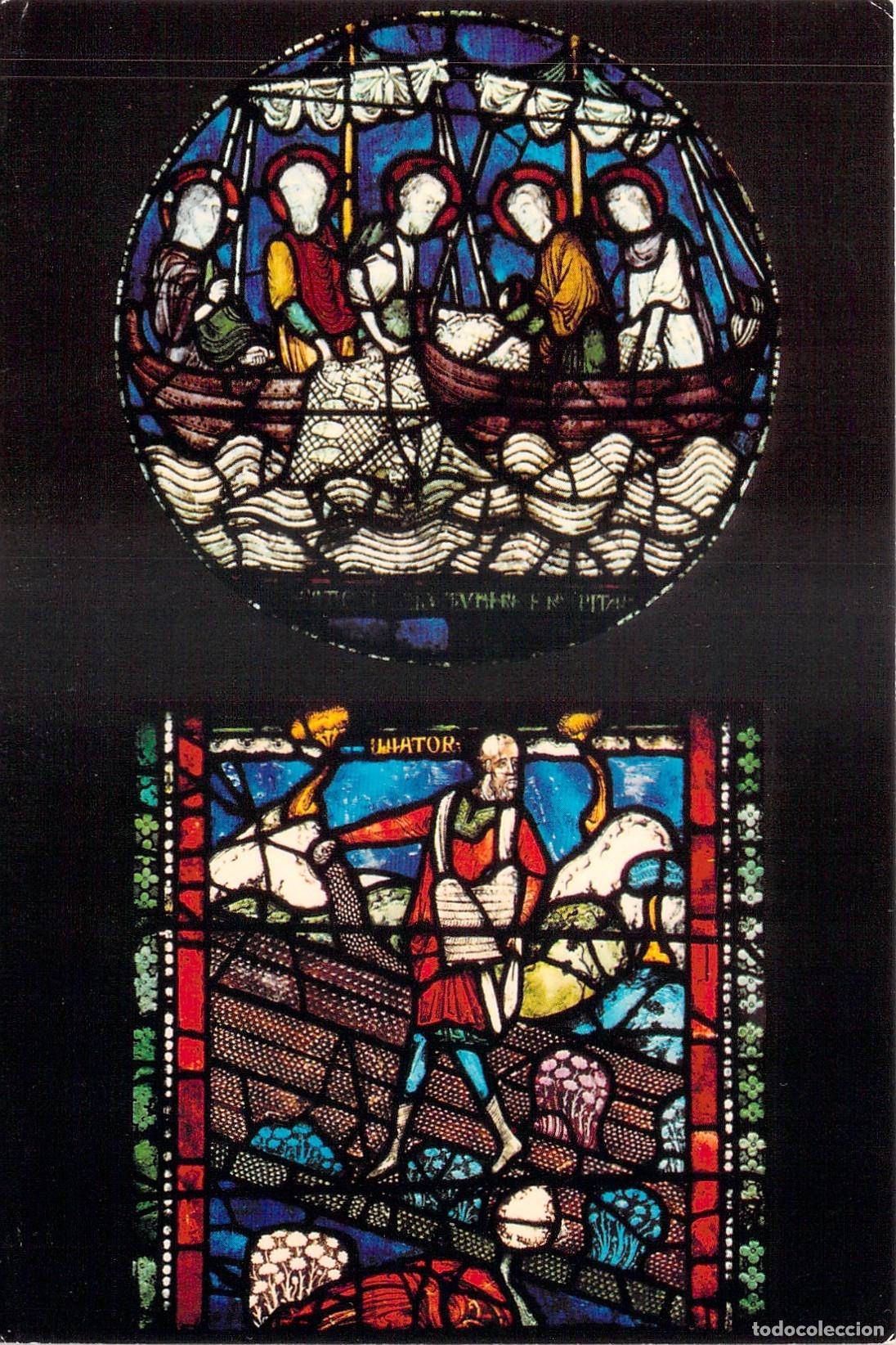 Postales: Postal Vitrales Catedral de Canterbury Pesca Milagrosa y Sembrador