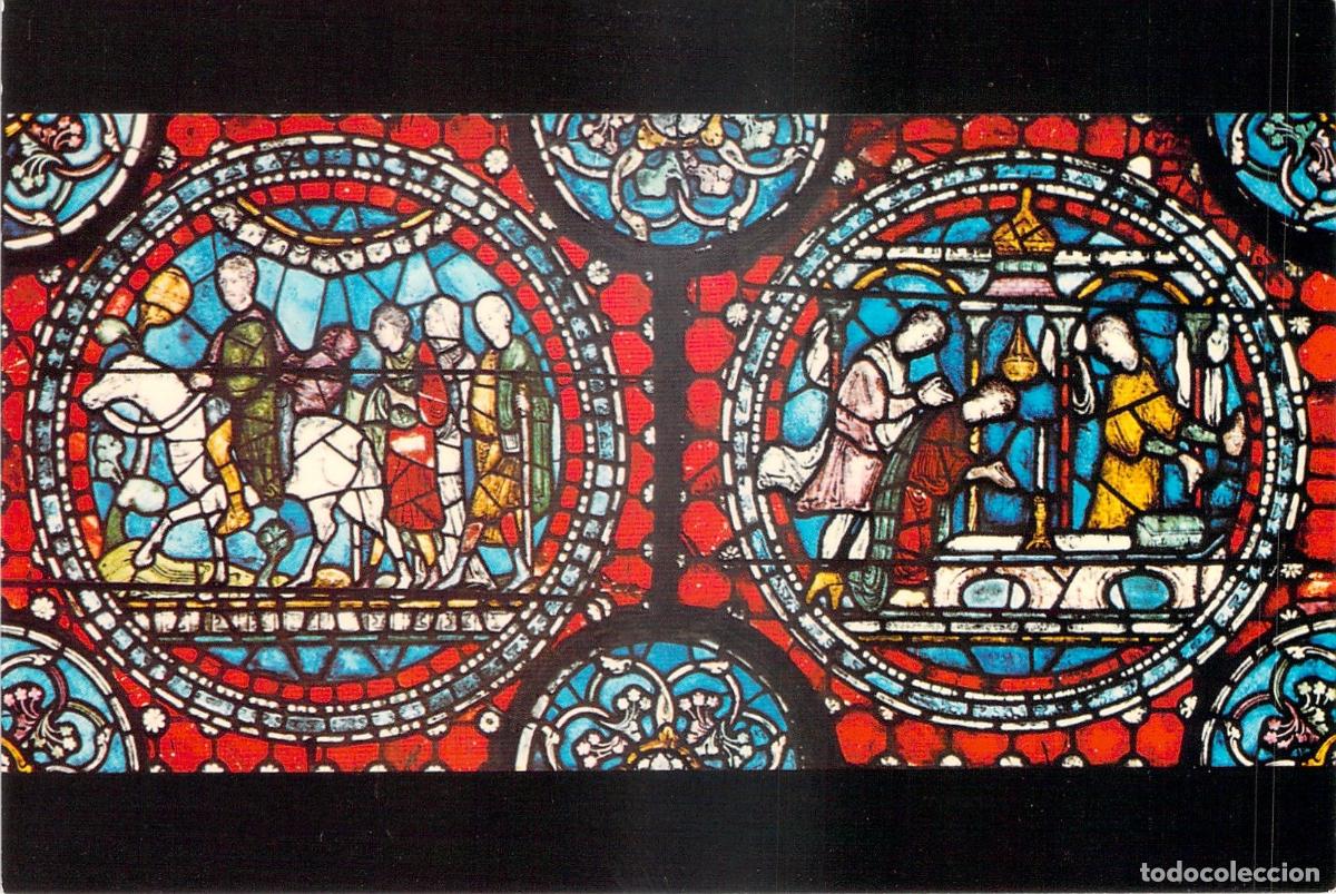 Postales: Postal de Vitrales de la Catedral de Canterbury y Peregrinos