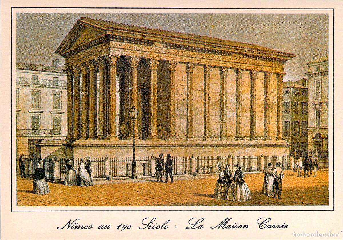 Postales: Postal de La Maison Carr&eacute;e, Nimes - Litograf&iacute;a del Siglo XIX