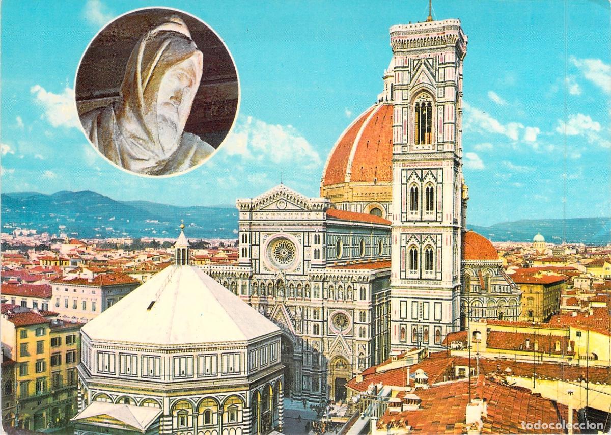 Postales: Postal de Florencia: Catedral y Detalle de la Piet&agrave; de Miguel &Aacute;ngel