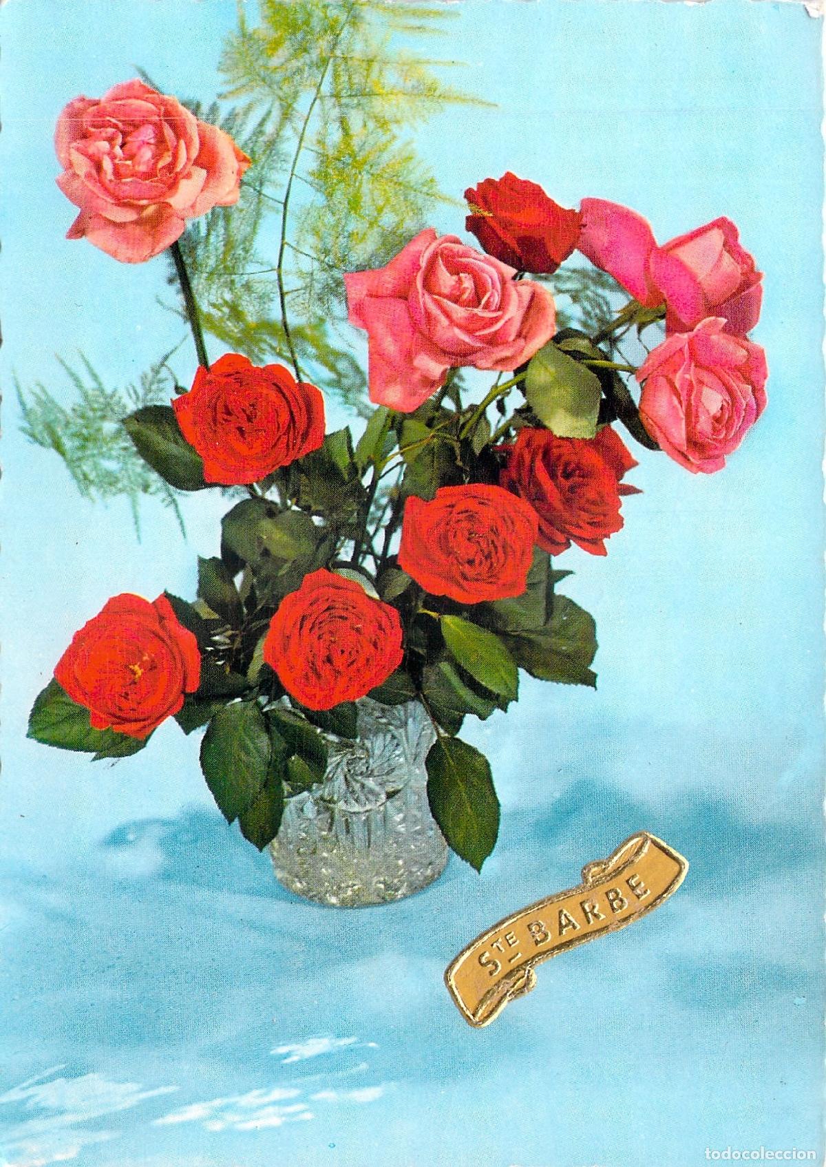 Postales: Postal de Ramo de Rosas con Inscripci&oacute;n Santa B&aacute;rbara