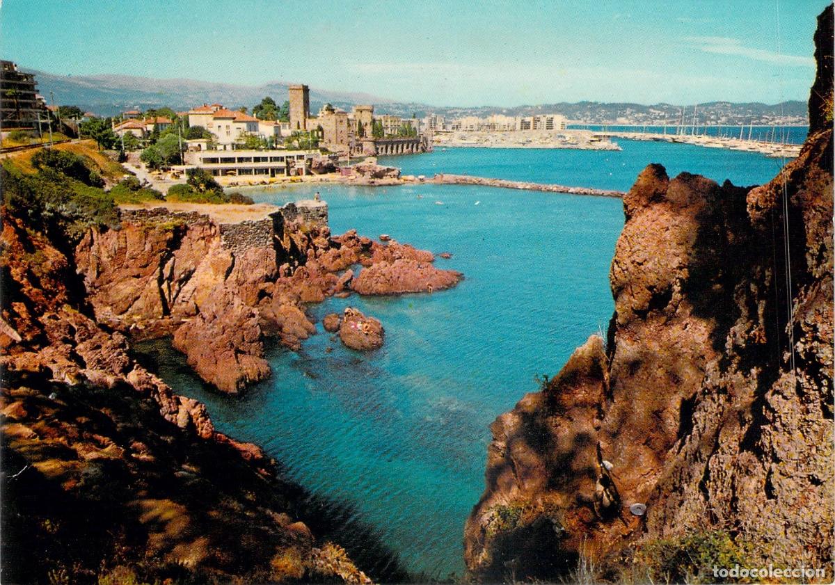 Postales: Postal de La Napoule: Playa, Castillo y Puerto de Mandelieu en la Costa Azul